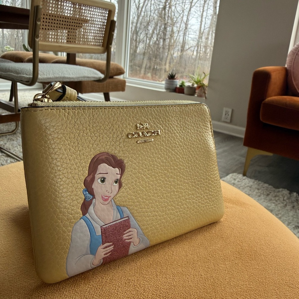 Coach x Disney Belle Small Corner Zip Leather Wristlet